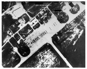 October 15, 1962: U-2 photograph of IL-28 bomber crates at San Julian airfield.