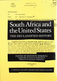 South Africa and the United States the Declassified History bookcover
