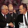 Gorbachev and Bush, Madrid conference, 1991