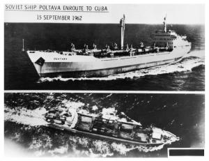 September 15, 1962: photograph of the Soviet large-hatch ship Poltava on its way to Cuba.