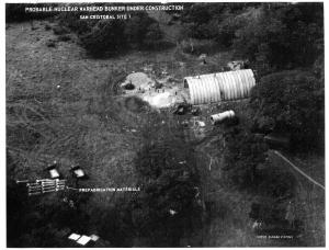 October 23, 1962: U.S. Navy low-level photograph of nuclear warhead bunker under construction at San Cristobal no. 1.