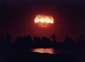 The Bluestone test in the Dominic series of airdropped nuclear bombs, near Christmas Island, June 30, 1962