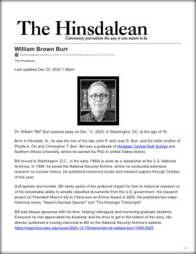 Hinsdale, Illinois hometown newspaper obituary for Bill Burr