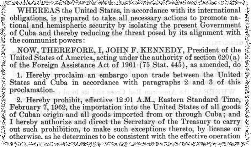 A crop of Kennedy's exec order