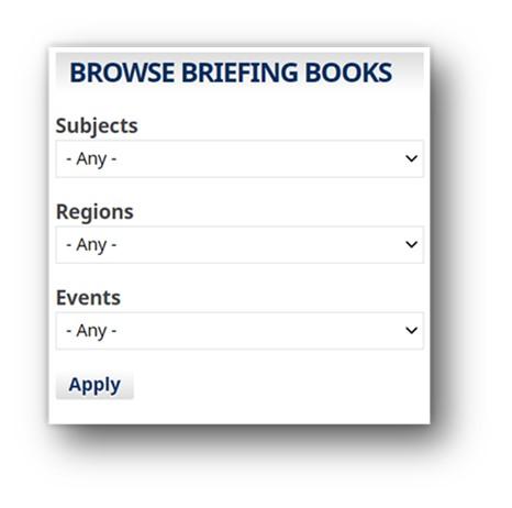 Pic.5. Available filters to browse the briefing books.