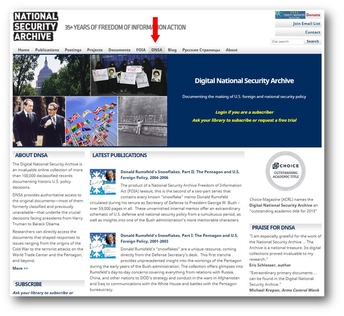 Pic.8. The “Digital National Security Archive ” page and how to access it.
