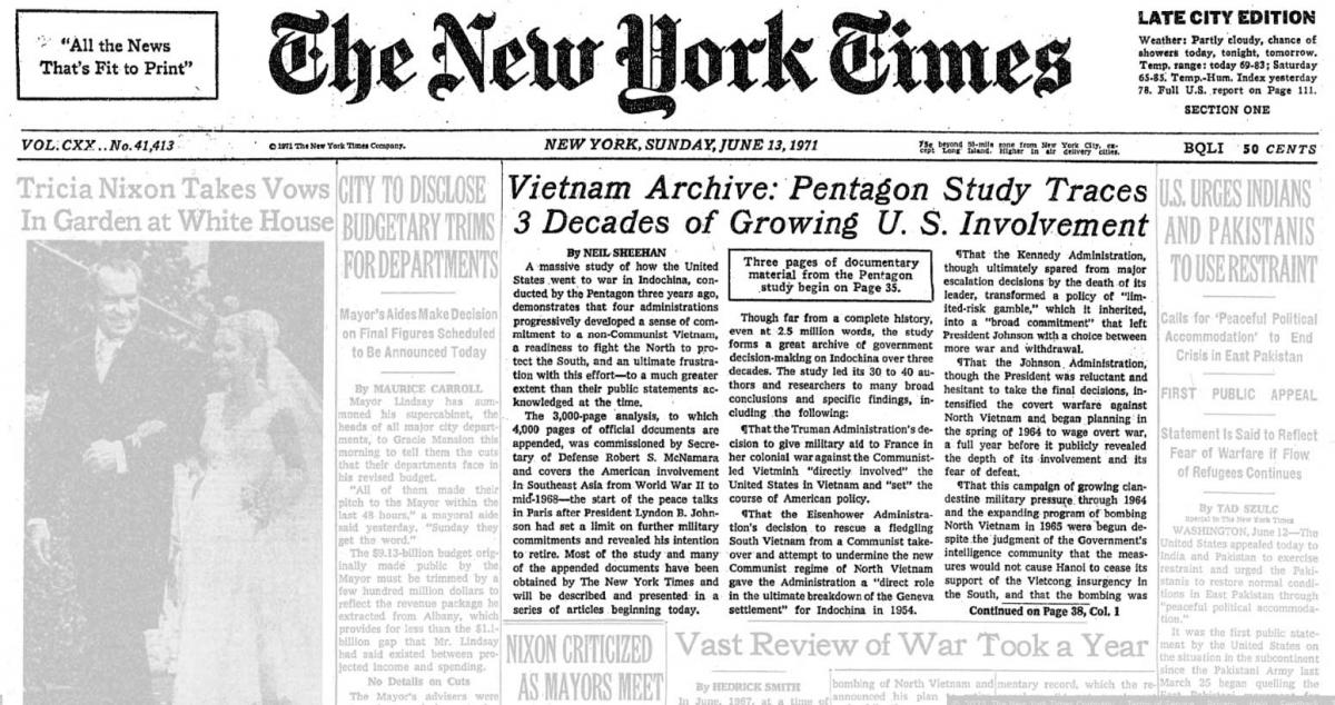 The New York Times front page - Jul 6, 1971