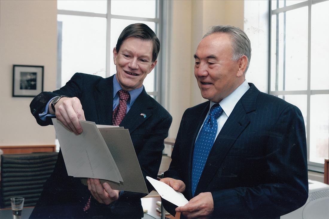 Ambassador Ordway with Nursultan Nazarbayev in 2006 