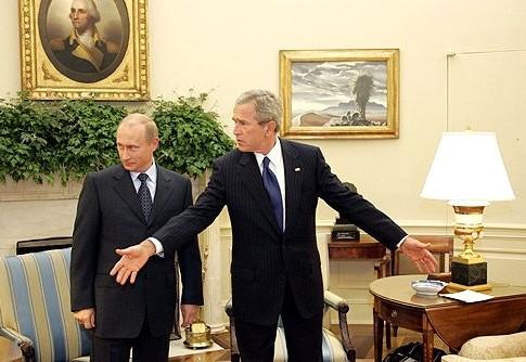 President Putin with U.S. President George W. Bush. Oval Office.