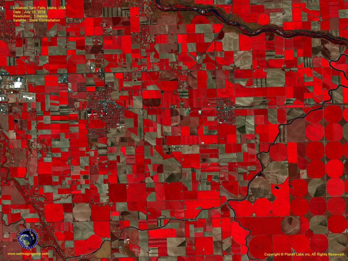 016 multispectral image of Idaho farmland from one of Planet’s Dove satellites