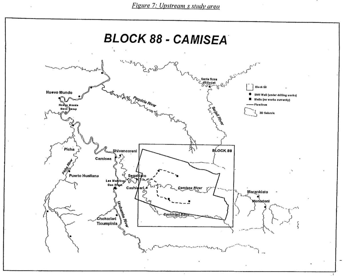 Map of the Upstream Segment of the Camisea Project Area