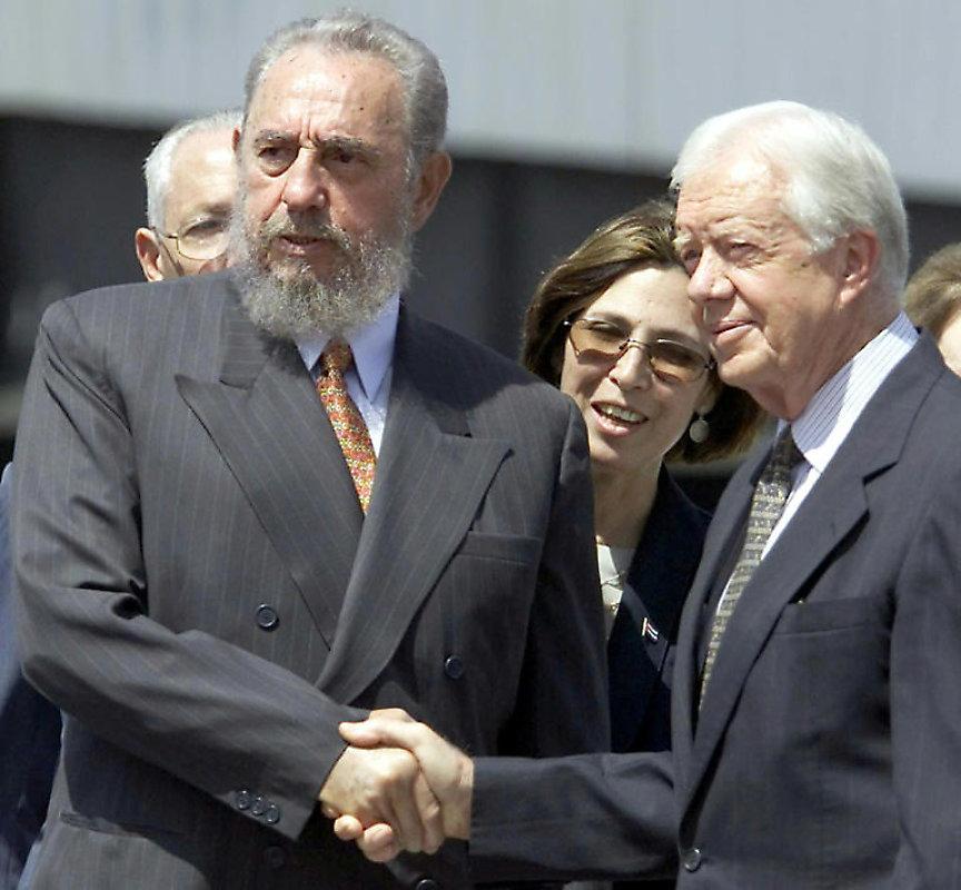 In May 2002, Jimmy Carter became the first US president in or out of office to visit Cuba, where he was welcomed by the island's communist leader Fidel Castro