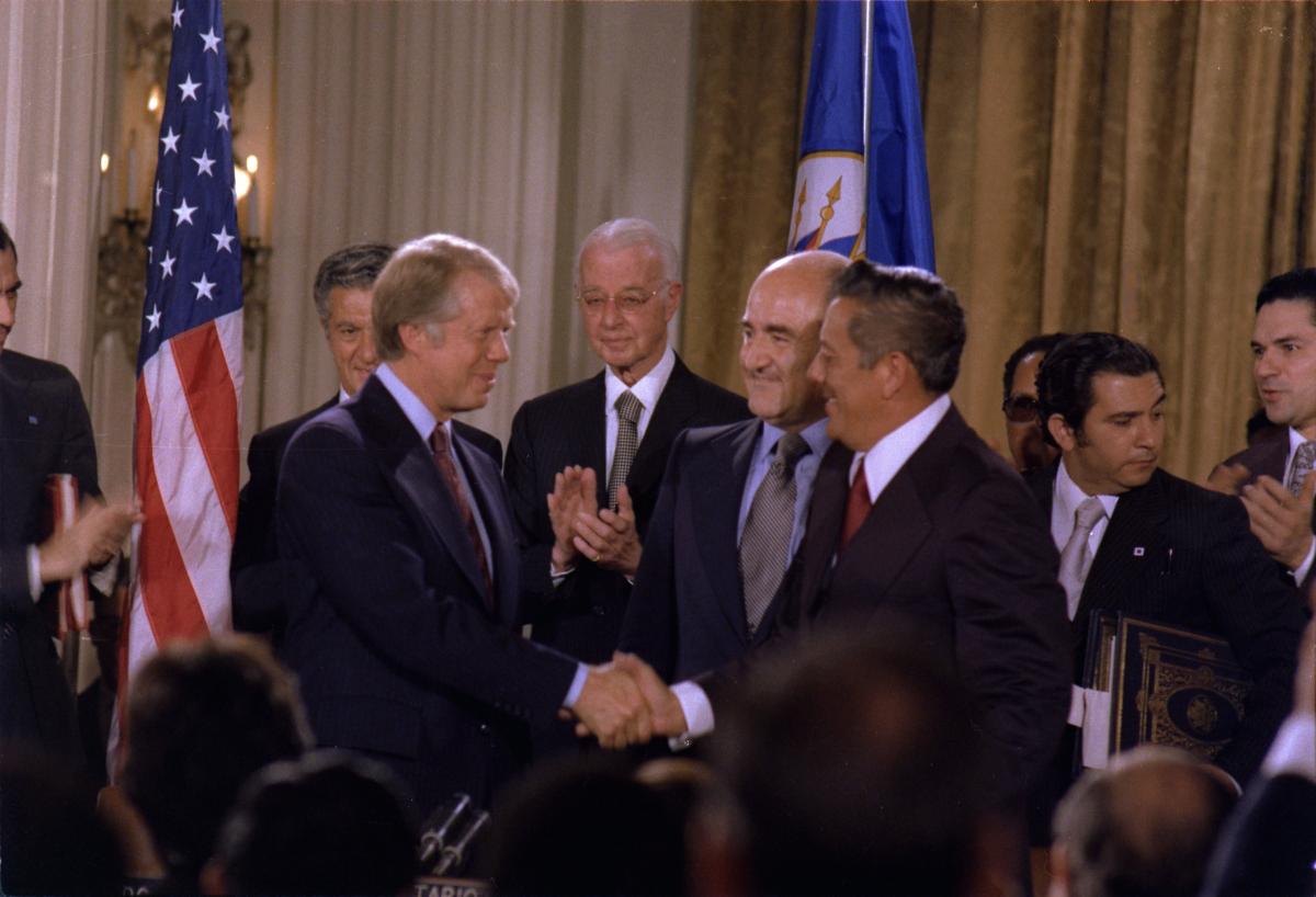 Panama Canal Treaty in the Pan American Union Building in Washington, September 7, 1977