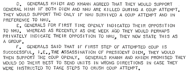 South Vietnamese Generals openly discuss assassinating Diem