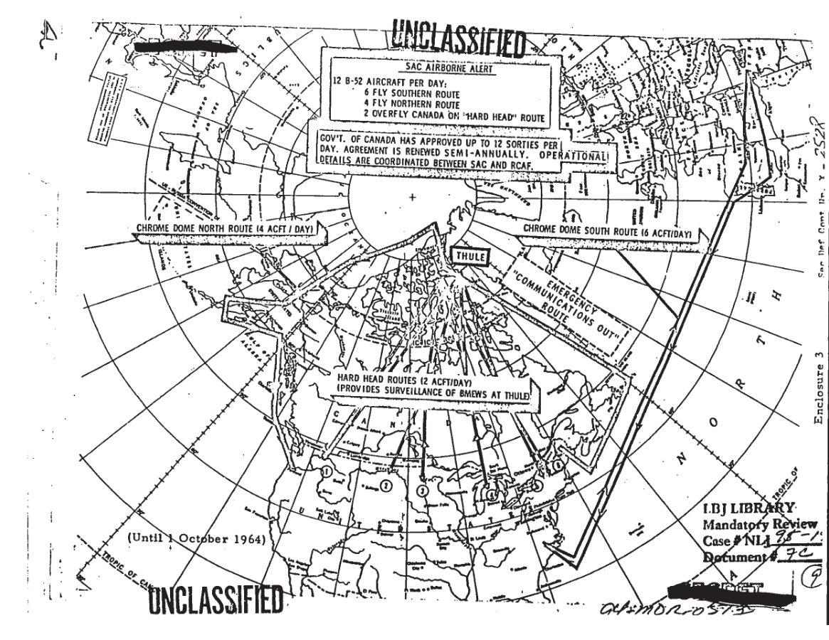  map showing U.S. airborne alert routes as of June 1964