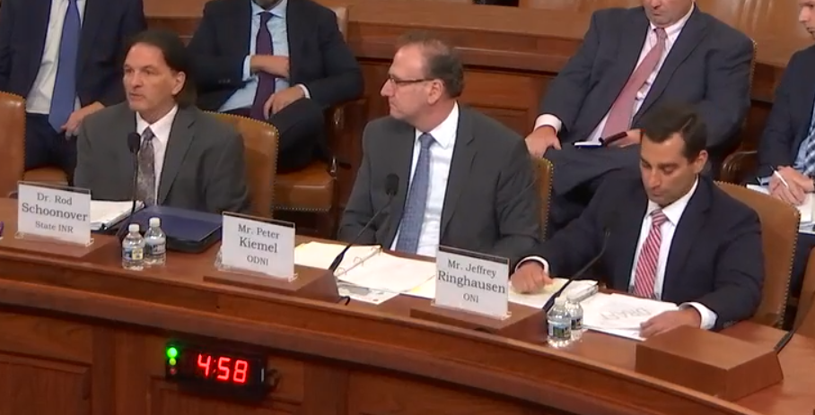 Rod Schoonover, Peter Kiemel, and Jefrey Ringhausen before the House Permanent Select Committee on Intelligence, June 5, 2019