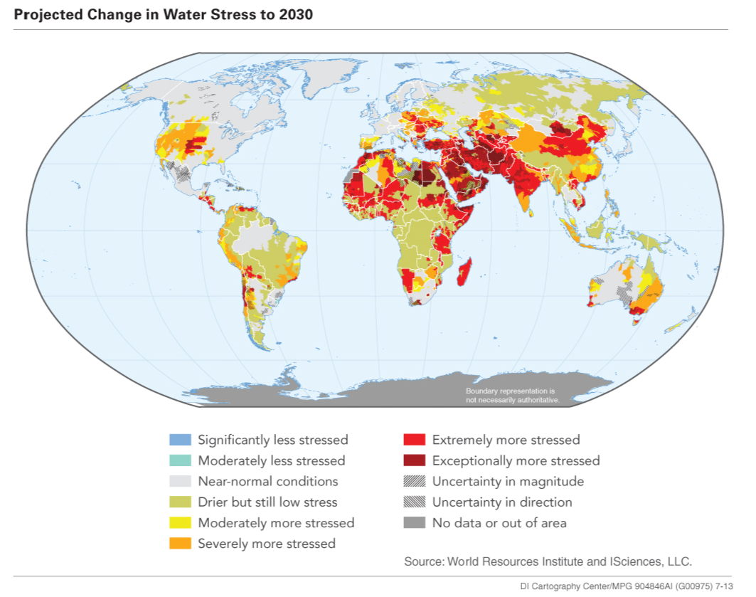 Projected Change in Water Stress to 2030
