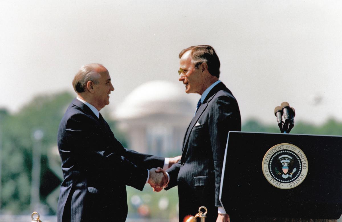 President Bush and Mikhail Gorbachev
