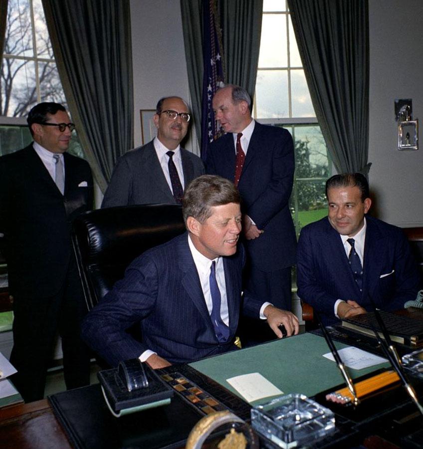 Presidents Kennedy and Goulart meet in the Oval Office on April 3, 1962