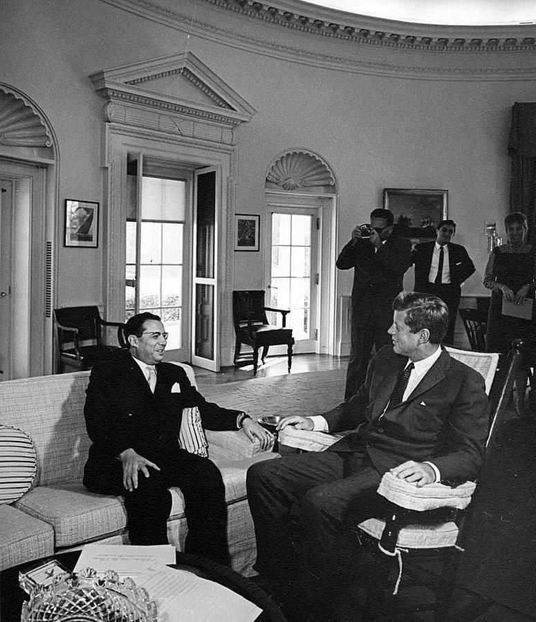 Brazilian Ambassador Roberto Campos meets with JFK in the Oval Office