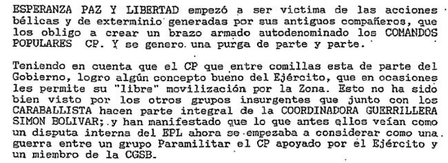 Chiquita viewed the Comandos as “the armed wing” of the Esperanza political movement