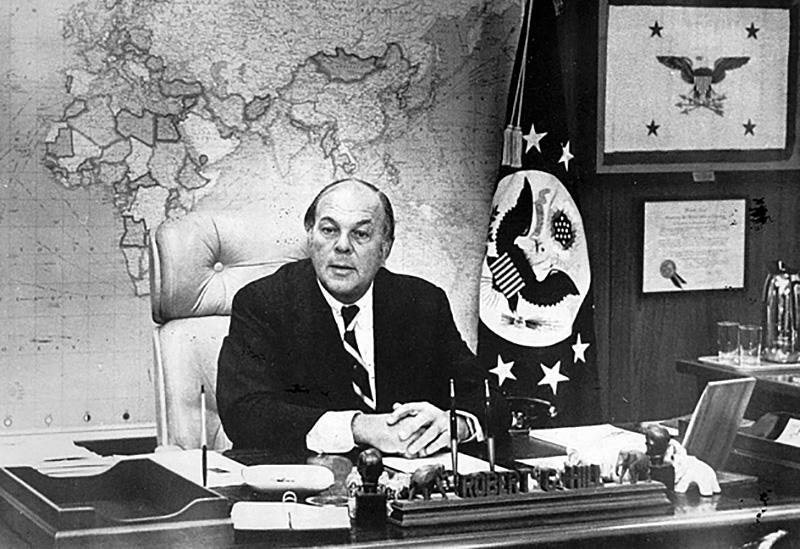 U.S. Ambassador Robert Hill shown at his desk in the Buenos Aires embassy in 1976