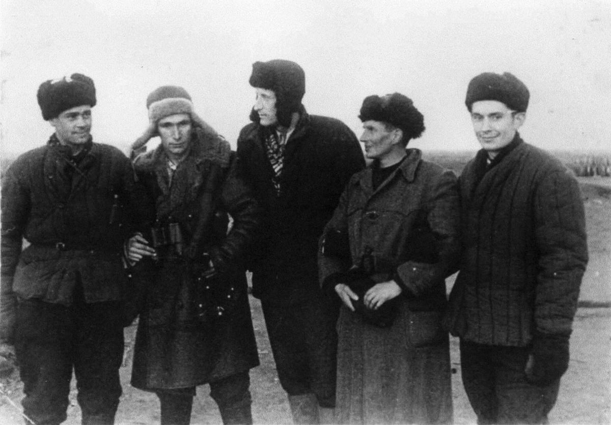 Five German Scientists at Kapustin Yar in the fall of 1947 during Soviet testing of the V-2.” (Courtesy of Asif Siddiqi)