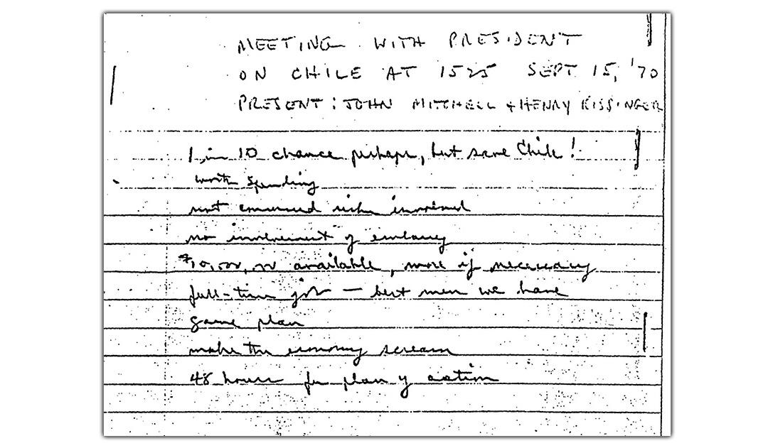 Handwritten instruction from Nixon