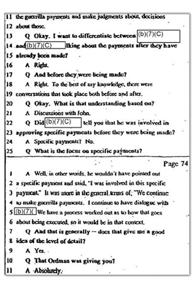 SEC Testimony of Robert Kistinger, January 6, 2000, pp. 73-74.