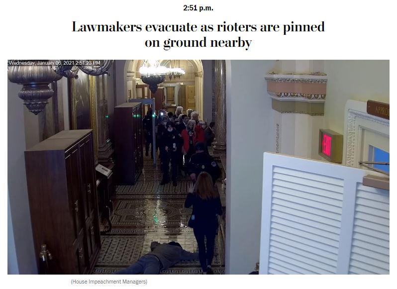 Lawmakers evacuate as rioters are pinned on ground nearby