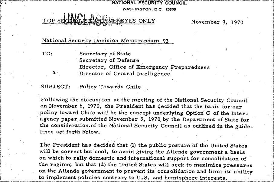 Allende and Chile Bring Him Down National Security Archive