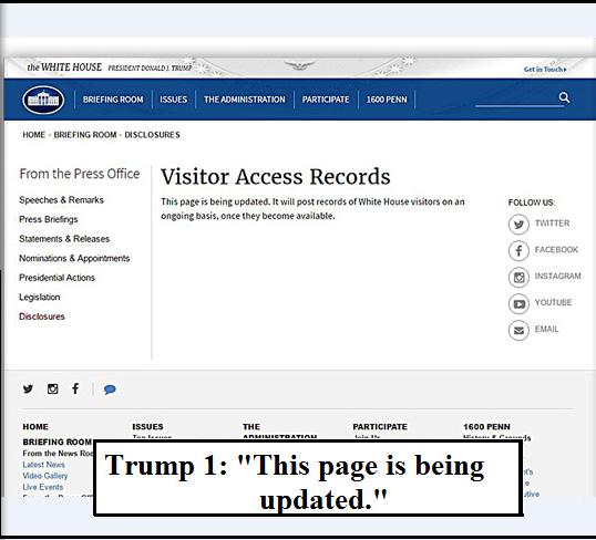 Trump's WH visitors log site