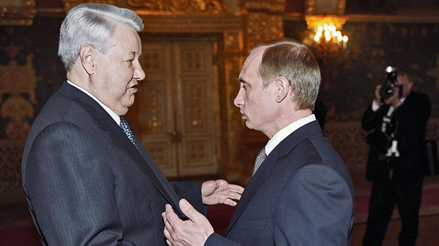 The Yeltsin to Putin hand-off of power and the presidency, December 31, 1999.