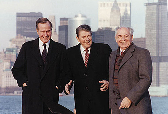 Reagan, Gorbachev and Bush at Governors Island